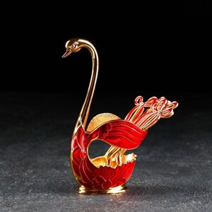 Набор ложек на подставке Swan, 6 шт, 7,54,515 см, цвет красный