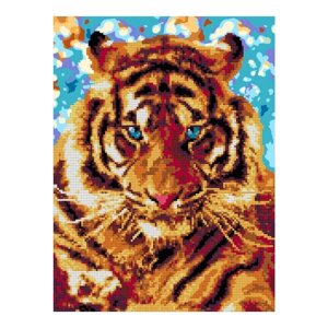 Алмазная мозаика 30*40 см (частичное заполнение) "Игривый тигр" Ам-021