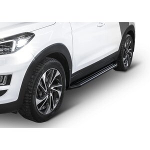 Пороги на автомобиль "Premium-Black" Rival для Hyundai Tucson III 2015-2018 2018-н. в., Kia Sportage IV