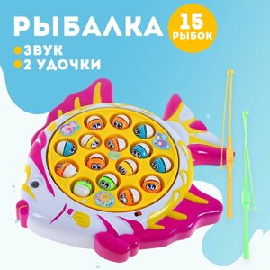 Рыбалка "Рыбка": 15 рыбок, 2 удочки, звуковые эффекты, работает от батареек