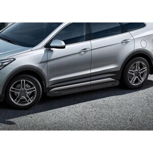 Пороги на автомобиль "Black" Rival для Hyundai Santa Fe III 2012-2018, Santa Fe Premium 2015-2016, 180 см, 2