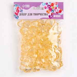 Сердечки пластиковые декоративные, набор 100 шт., размер 1 шт. — 2 2 см, цвет золотой