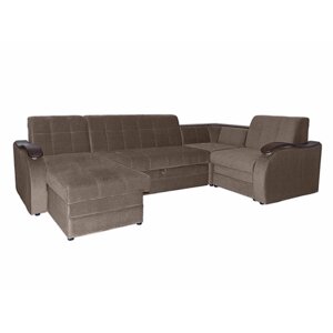 П-образный диван "Лео", механизм венеция, велюр, цвет коричневый