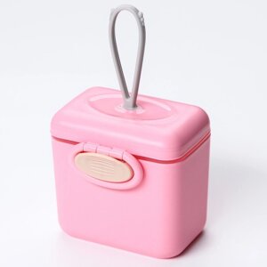 Контейнер для хранения детского питания, с ложкой, цвет розовый