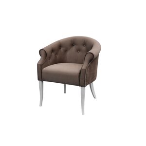 Кресло "Милан", ткань велюр, молдинг никель, опоры белые, цвет шоколад