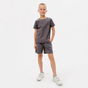 Комплект для мальчика (рубашка, шорты) MINAKU: Cotton Collection цвет серый, рост 134