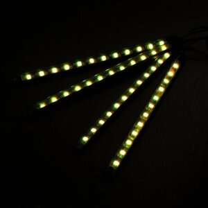 Подсветка салона 12 LED-5050, 22 см, пульт, светомузыка, мультисвет RGB, 4 шт