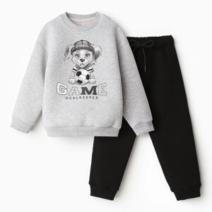 Комплект для мальчика (джемпер, брюки), НАЧЁС, цвет черный/серый меланж, рост 98