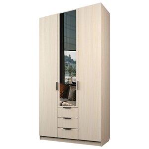 Шкаф 3-х дверный "Экон", 12005202300 мм, 3 ящика, 1 зеркало, цвет дуб молочный