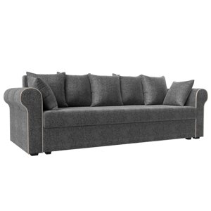 Прямой диван "Рейн", механизм еврокнижка, рогожка, цвет серый / кант бежевый