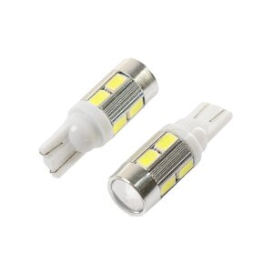 Автолампа светодиодная TORSO T10 W5W, габарит, 12 В, 10 SMD-5630, 2 шт., свет белый