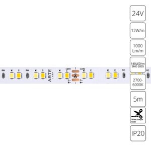 Светодиодная лента Arte Lamp Tape 24V 12Вт/м, mix 2700-6000К, 5 м