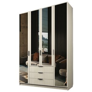 Шкаф 4-х дверный "Экон", 16005202300 мм, 3 ящика, 4 зеркала, цвет дуб молочный