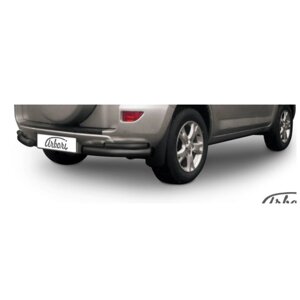 Защита заднего бампера "уголки" Arbori d76+d42 двойные черные TOYOTA RAV-4 2009-2010