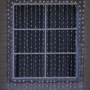 Гирлянда "Водопад" 2 х 6 м , IP44, УМС, белая нить, 1500 LED, свечение белое, 8 режимов, 220 В