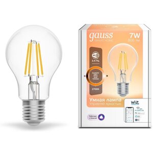 Умная лампа Gauss IoT Smart Home E27 6.5Вт 806lm Wi-Fi (упак.:1шт) (1200112)