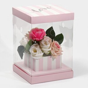 Коробка для цветов с вазой и PVC окнами складная With love, 16 х 23 х 16 см