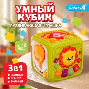 Развивающая игрушка "Умный кубик", 3 в 1: ионика, сортер, бизикуб, звук