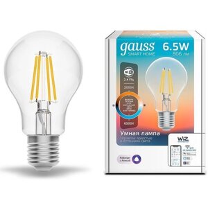 Умная лампа Gauss IoT Smart Home E27 6.5Вт 806lm Wi-Fi (упак.:1шт) (1220112)