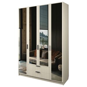 Шкаф 4-х дверный "Экон", 16005202300 мм, 2 ящика, 4 зеркала, цвет дуб молочный