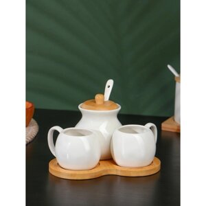 Набор фарфоровый чайный BellaTenero, 3 предмета: 2 чашки 100 мл, сахарница с ложкой, цвет белый