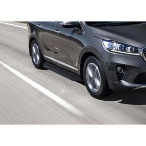 Пороги на автомобиль "Premium-Black" Rival для Kia Sorento III Prime рестайлинг 2017-2020, 180 см, 2 шт.,