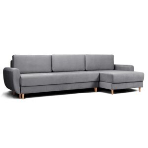 Угловой диван "Неаполь", механизм еврокнижка, велюр, цвет серый
