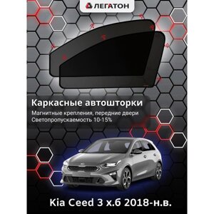 Каркасные автошторки Kia Ceed 3, 2018-н. в., хэтчбек, передние (магнит), Leg3966