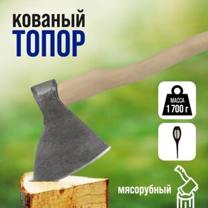 Топор кованый ТУНДРА, мясорубный, длина лезвия 190 мм, деревянное топорище 570 мм, 1700 г