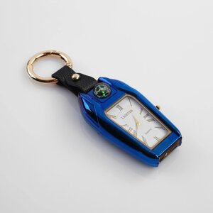 Зажигалка электронная с часами, компасом и фонарём, USB. спираль 7.5х2.5х2 см микс