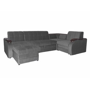 П-образный диван "Лео", механизм венеция, велюр, цвет серый