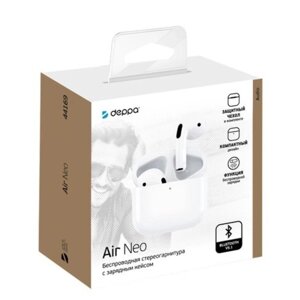 Bluetooth наушники Deppa (44169) Air Neo белые TWS, BT 5.1