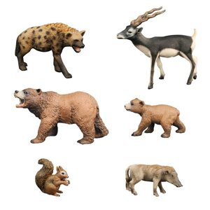 Набор фигурок: гиена, антилопа, бородавочник, белка, медведь с медвежонком, 6 фигурок