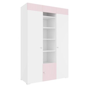 Шкаф комбинированный "Алиса", 13214652020 мм, 3 двери, цвет белый / розовый