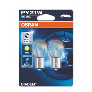 Лампа автомобильная Osram Diadem, PY21W, 12 В, 21 Вт, набор 2 шт, 7507LDA-02B