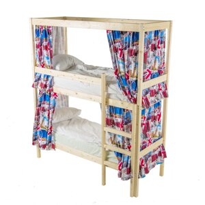 Двухъярусная кровать с каркасом для штор, 800х2000, цвет сосна