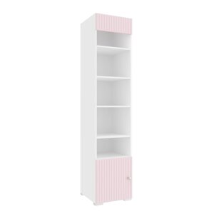 Шкаф "Алиса", комбинированный с 1-ой дверью и карнизом, 4414652020 мм, белый / розовый
