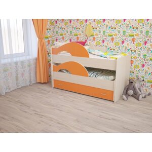 Кровать двухъярусная выкатная Матрешка 800х1600 с ящиком Оранж/млечный дуб