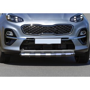 Защита переднего бампера d57 усиленная Rival для Kia Sportage IV рестайлинг (кроме GT-Line) 2018-н. в., нерж. сталь,