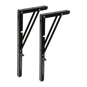 Кронштейн складной для столов и полок ТУНДРА, K001, 2 шт, длина 400 мм, сталь цвет черный