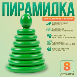 Пирамидка "Зелёная", 8 деталей