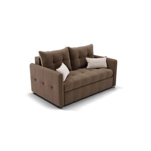 Прямой диван "Палермо", механизм еврокнижка, велюр, цвет селфи 03 / подушки 01