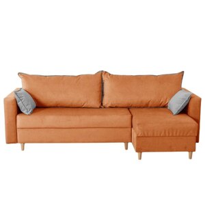 Угловой диван "Венеция", механизм еврокнижка, угол универсальный, велюр, цвет оранжевый