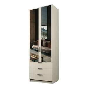 Шкаф 2-х дверный "Экон", 8005202300 мм, 3 ящика, зеркало, штанга и полки, цвет дуб молочный