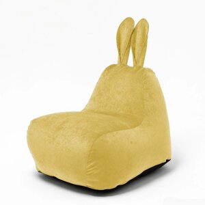Кресло-мешок "Зайчик", размер 80x90 см велюр, цвет жёлтый