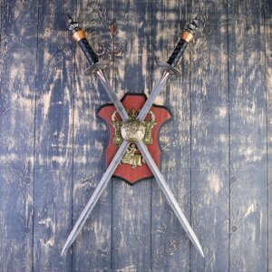 Сувенирное оружие на планшете "Рыцарский турнир", два меча на щите, 71см