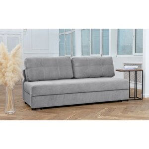 Прямой диван "Кардинал", без локтей, механизм еврокнижка, НПБ, велюр, цвет светло-серый