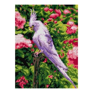 Алмазная мозаика 30*40 см (полное заполнение) "Белый попугай" Ам-050