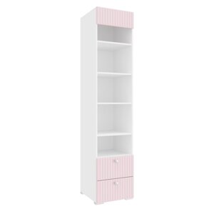 Шкаф "Алиса", комбинированный с ящиками и карнизом, 4414652020 мм, цвет белый / розовый