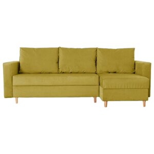 Угловой диван "Ванкувер", механизм еврокнижка, угол универсальный, велюр, цвет горчичный
